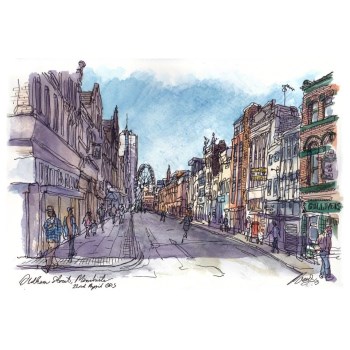 Oldham Street Manchester, original, pen and watercolour